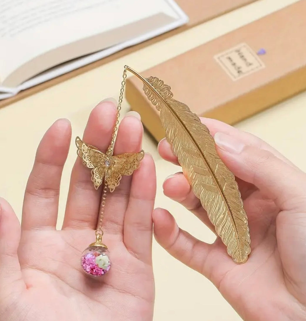 Feather & butterfly bookmark mini gift box