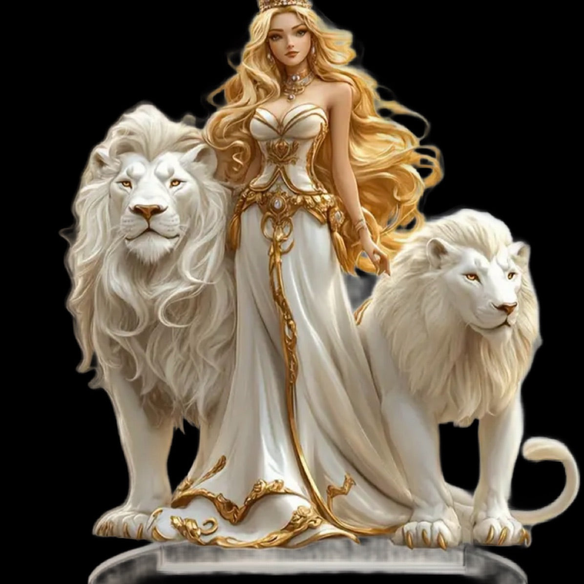 pretty woman and lion