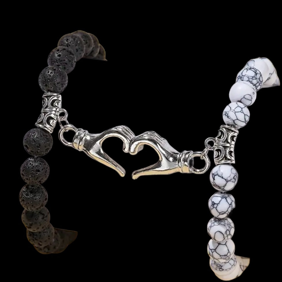 Magnatic heart couple bracelets
