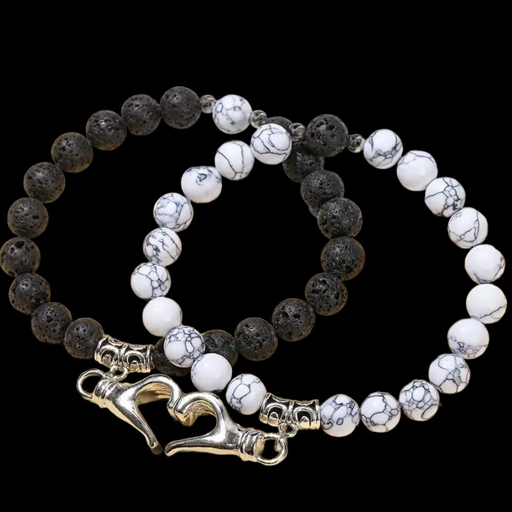 Magnatic heart couple bracelets