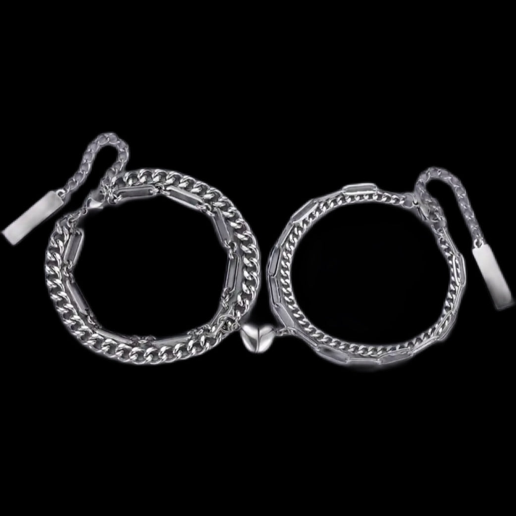 Titanium steel heart chain bracelets for couples