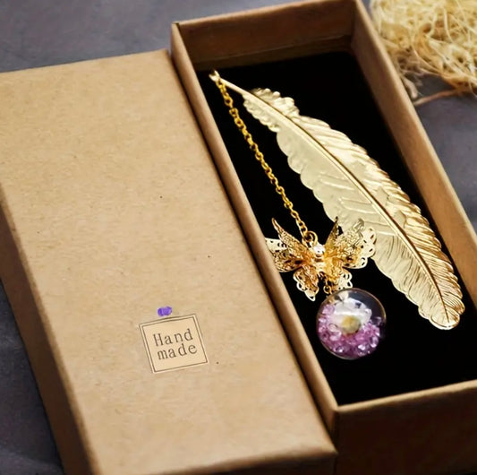 Feather & butterfly bookmark mini gift box