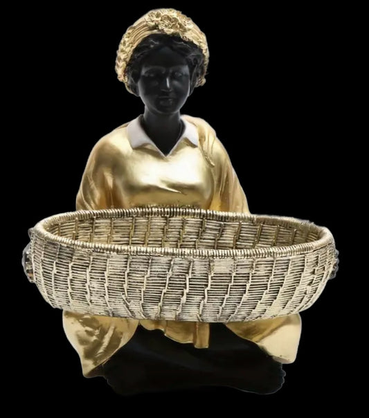 Resin collectible figurines with basket