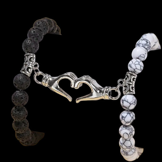 Magnatic heart couple bracelets