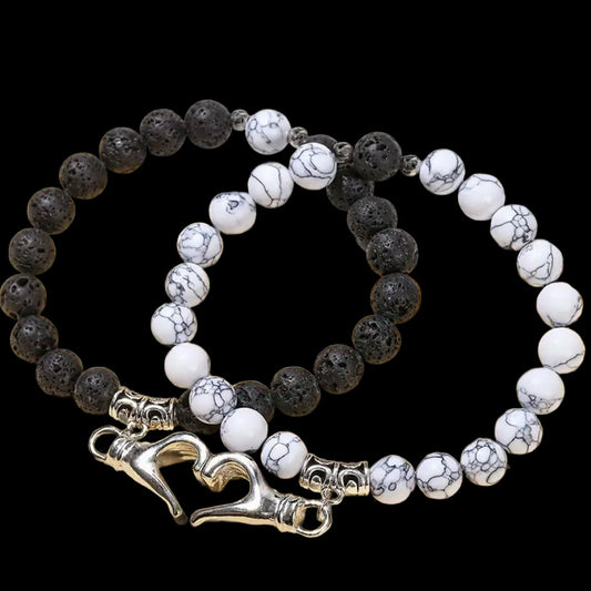 Magnatic heart couple bracelets