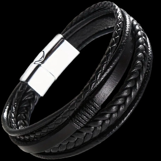 black PU leather bracelet