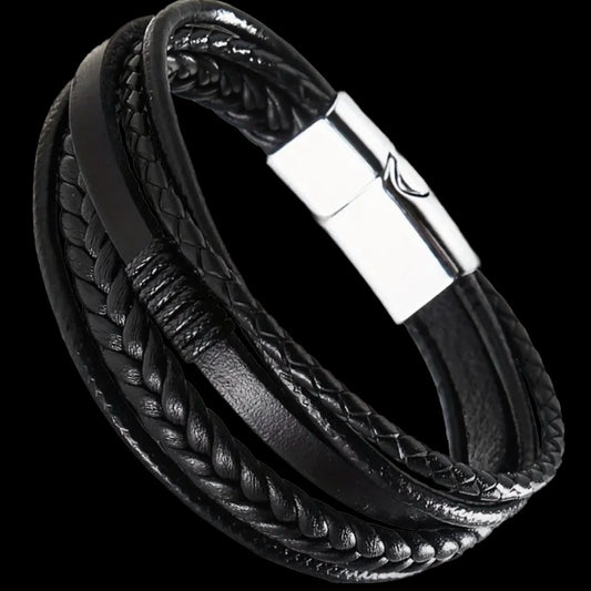 black PU leather bracelet